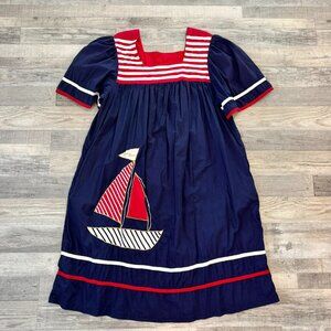 Go Softly Americana nautical red white blue housedress patriotic size 1X D33